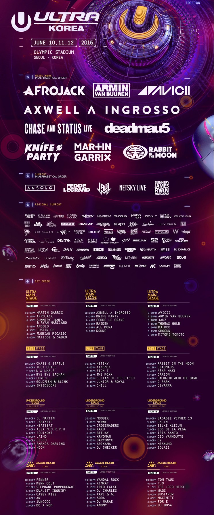 Ultra music festival korea 2016 line up